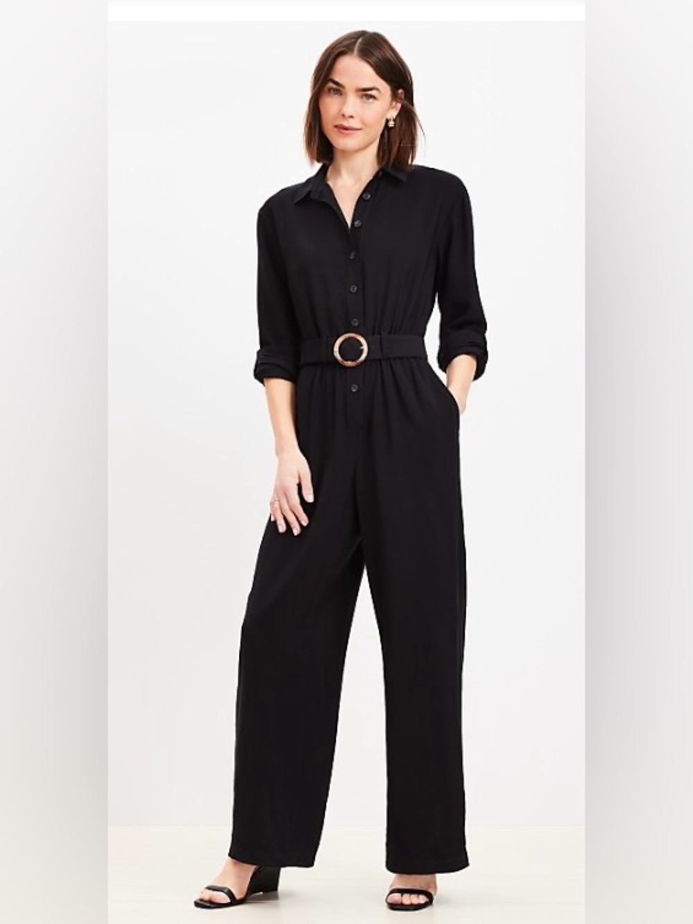 Loft, Button Tab Belted Jumpsuit, NWT, Size 16